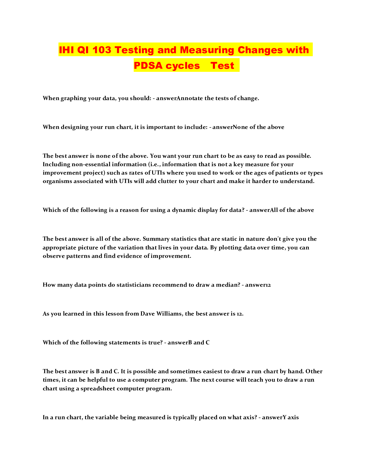 Preview image of IHI QI 103 Testing and Measuring Changes with PDSA cycles Test document